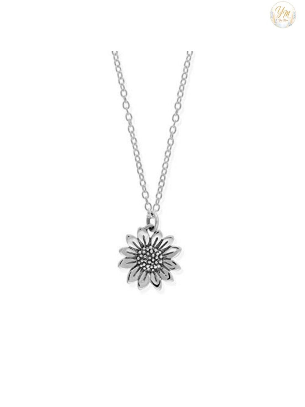 Sterling Silver Sunflower Pendant Necklace 18 Inch Hypoallergenic